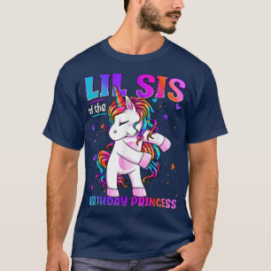 Lil Sis of the Birthday Princess Flossing Unicorn T-Shirt