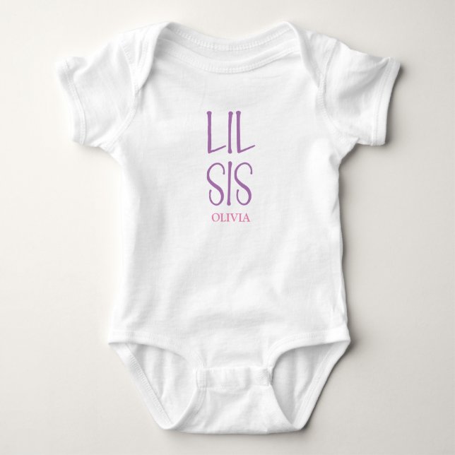 Lil Sis Sibling Name Baby Bodysuit (Front)