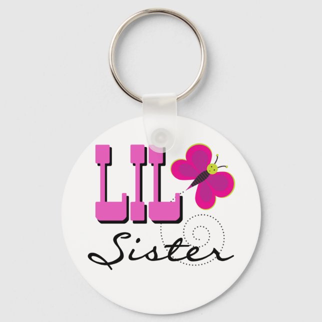 Lil Sister Butterfly Tshirts and Gifts Key Ring (Front)