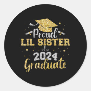 Lil Sister Cl Of 2024 Graduate Senior Graduation Classic Round Sticker