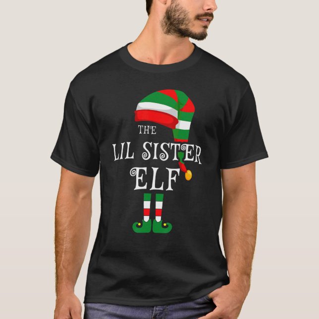 Lil Sister Elf Family Christmas Matching Pyjamas G T-Shirt (Front)