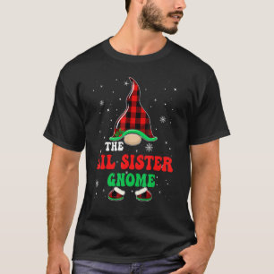 Lil Sister Gnome Buffalo Plaid Matching Christmas  T-Shirt