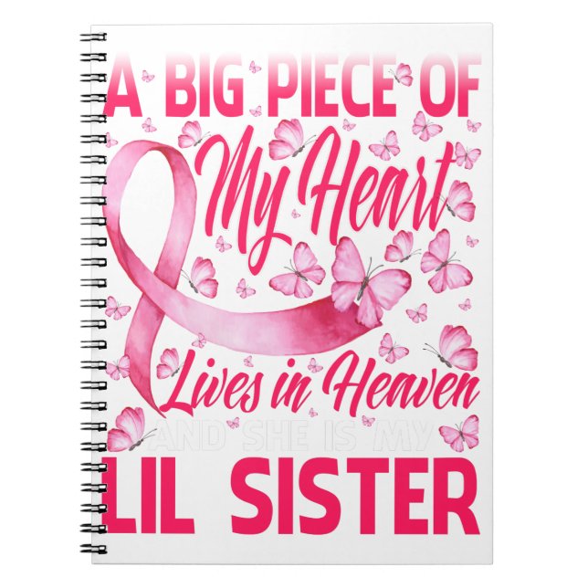 Lil Sister In Heaven Butterfly Awesome Breast Notebook (Front)