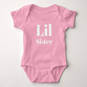 Lil Sister, little sister, pink & white cute  Baby Bodysuit