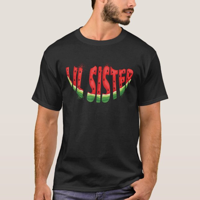 Lil Sister Watermelon Summer Fruit Family Matching T-Shirt (Front)