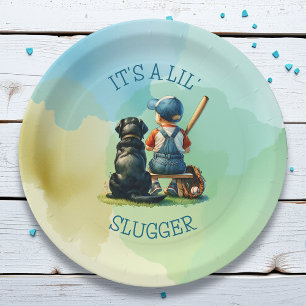 Lil' Slugger   Boy's Baseball Baby Shower  Paper Plate