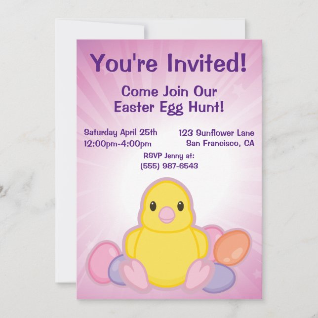 Lil Spring Chick Pattern Invitation (Front)