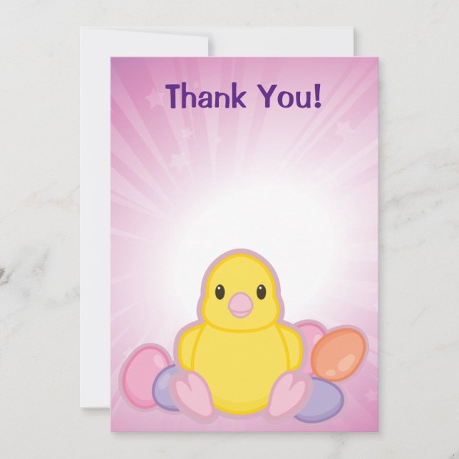 Lil Spring Chick Pattern Thank You Card (Front)