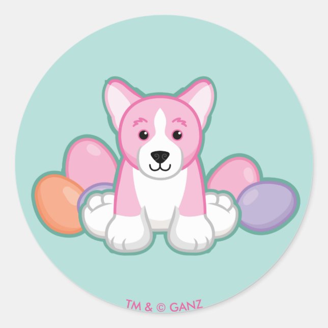 Lil Spring Corgi Pattern Classic Round Sticker (Front)