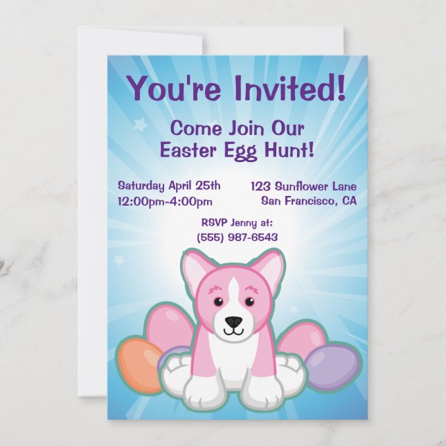 Lil Spring Corgi Pattern Invitation (Front)