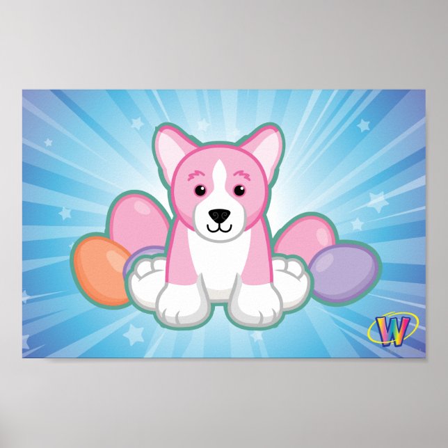 Lil Spring Corgi Pattern Poster (Front)