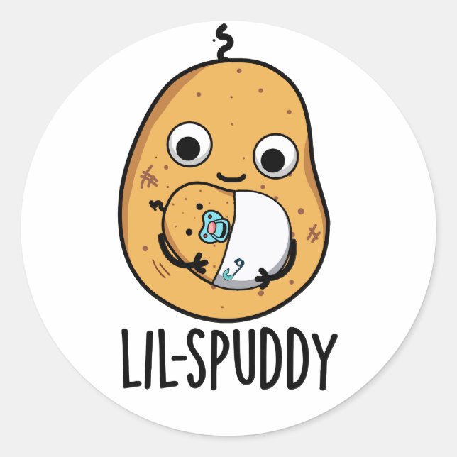 Lil Spuddy Funny Potato Pun  Classic Round Sticker (Front)