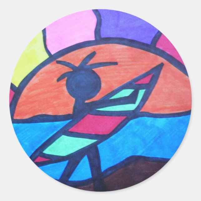 Lil' Surfer Dude - Setting Sun Classic Round Sticker (Front)