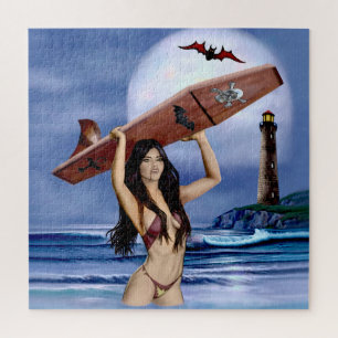 Lil' Surfer Ghouls Just Wanna Have Fun in the Sun Jigsaw Puzzle
