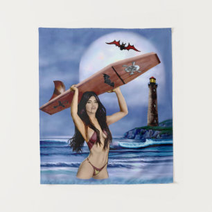 Lil' Surfer Ghouls Just Wanna Have Fun in the Sun Tapestry