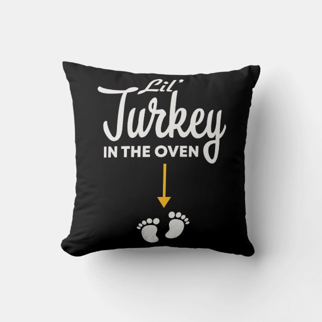 Lil’ Turkey In The Oven Pregnancy Thanksgiving Cushion (Front)