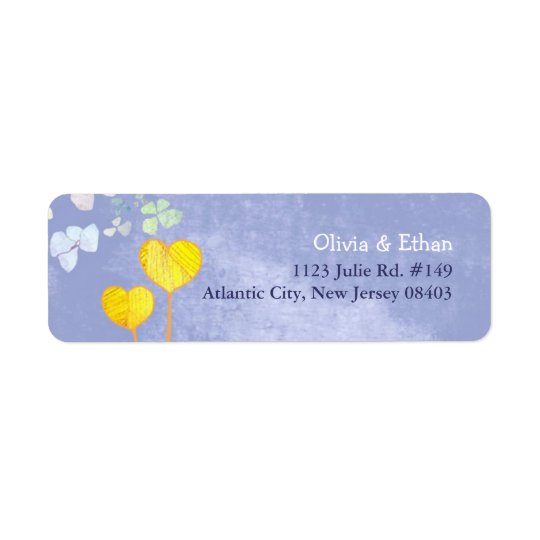 Lil Two Hearts Rustic Blue Wedding Return Address Label