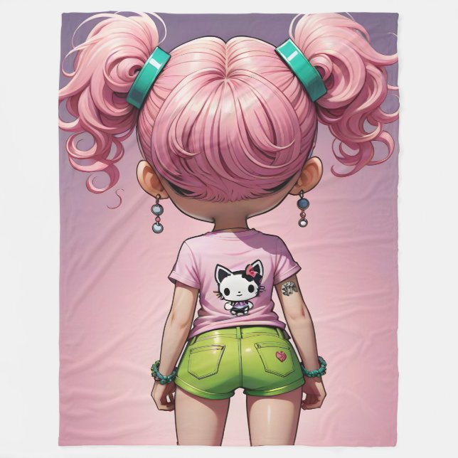 Lil Tyke Chibi Girl Fleece Blanket (Front)
