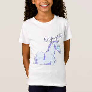 Lil Unicorn Blue Tartan (Be Yourself) T-Shirt