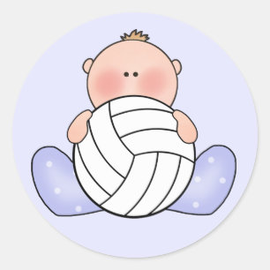 Lil Volleyball Baby Boy Classic Round Sticker
