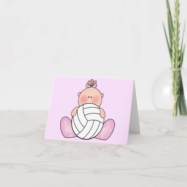 Lil Volleyball Girl Blank Card (Front)