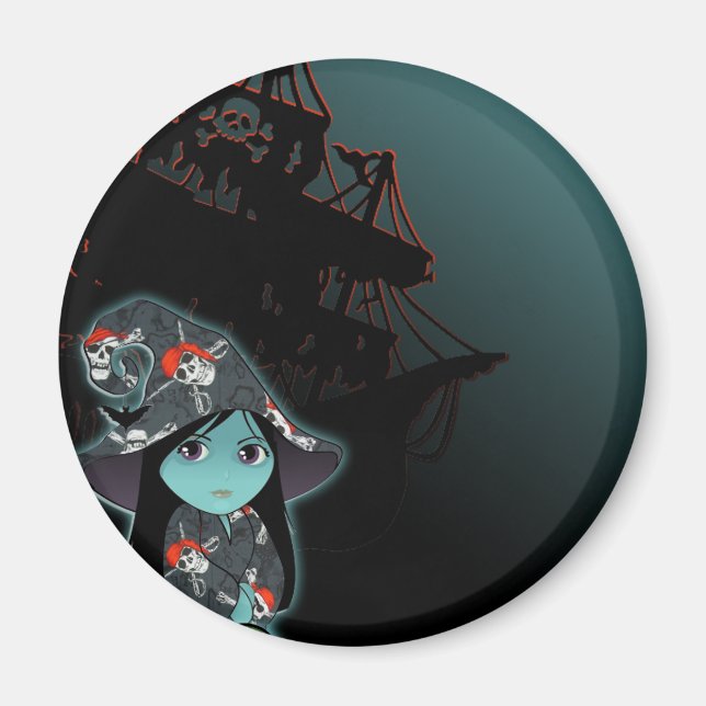 Lil' Witch in Pirate Costume Magnet (Front)