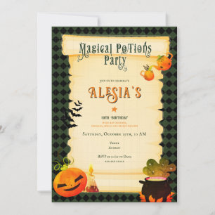 Lil' Wizards Witches & Potions Halloween Birthday Invitation