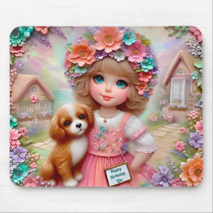 LILA ~ Floral Birthday Greeting ~ Mouse Mat