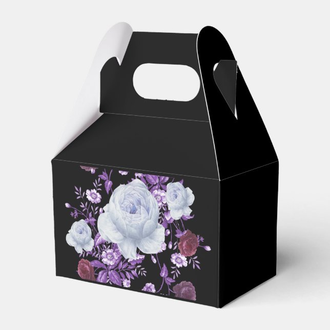 LILA FLOWERS,BLACK BACKGROUND FAVOUR BOX (Front Side)