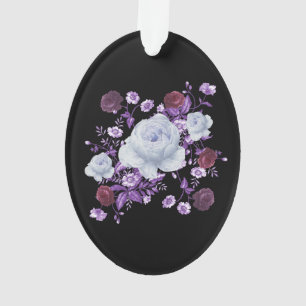 LILA FLOWERS,BLACK BACKGROUND ORNAMENT