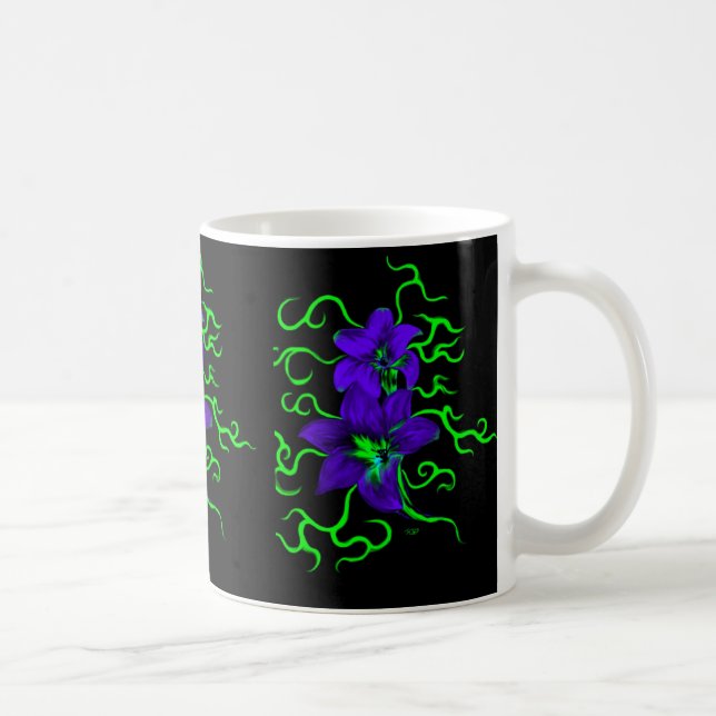 lila Lilie Blume Coffee Mug (Right)