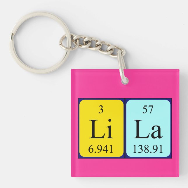 Lila periodic table name keyring (Front)