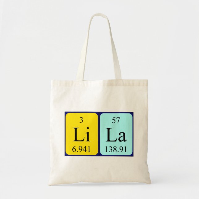 Lila periodic table name tote bag (Front)