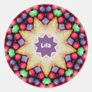 LILA ~ Personalized Easter Candy Pattern ~ Classic Round Sticker