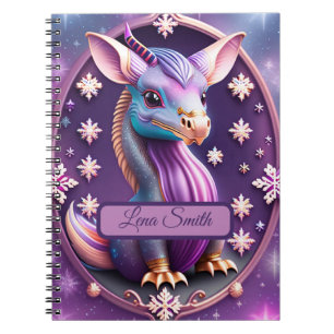 Lila Pink Drache, fantasievolle Digital Art Notebook