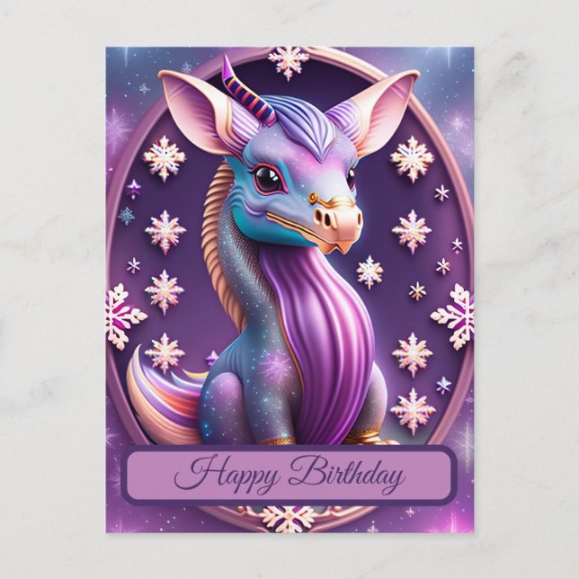Lila Pink Drache, imaginative digital art Postcard (Front)
