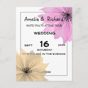 Lila wedding elegant flower floweral pink flower d invitation postcard