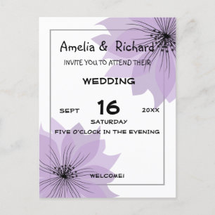 Lila wedding elegant flower floweral pink flower d invitation postcard