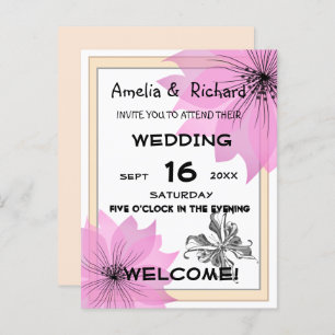 Lila wedding elegant flower floweral pink flower i invitation postcard