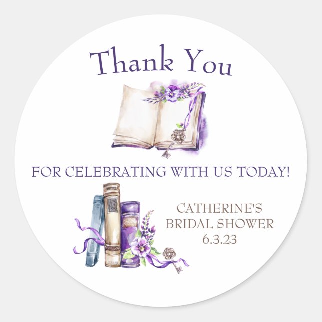 Lilac A New Chapter Begins Shower Favour Gift Classic Round Sticker (Front)