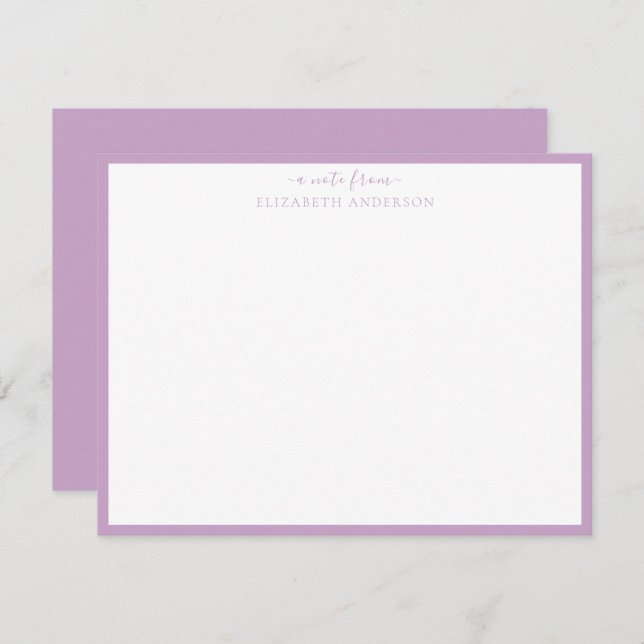 Lilac 'A Note From' Classic Border Note Card (Front/Back)