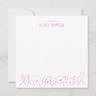 Lilac A Note From Cute Dog Animal Sketch Note Card