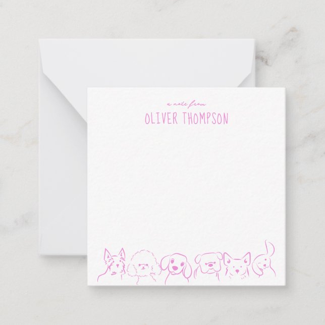 Lilac A Note From Cute Dog Animal Sketch Note Card (Front)