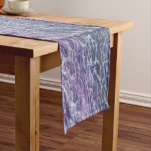 Lilac Acrylic Pouring Abstract Fluid Art Short Table Runner