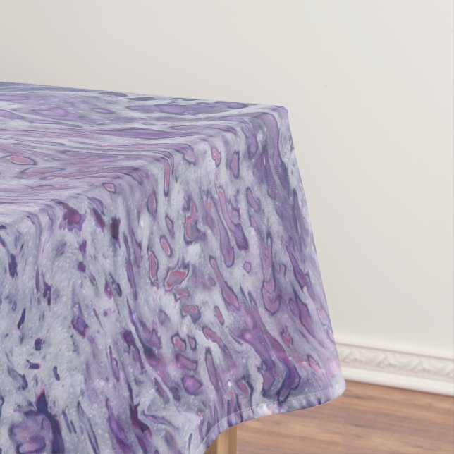 Lilac Acrylic Pouring Abstract Fluid Art  Tablecloth (In Situ)