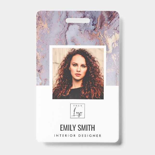 LILAC AGATE EMPLOYEE PHOTO BAR CODE NAME BADGE ID BADGE (Front)