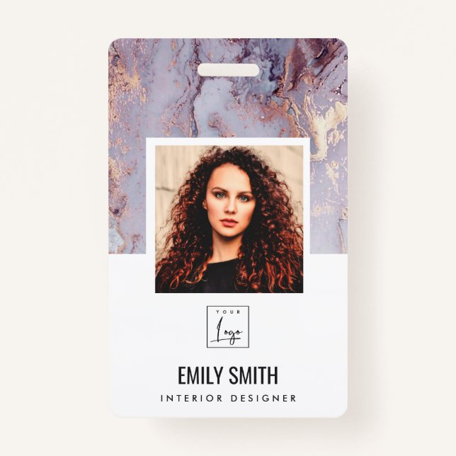 LILAC AGATE EMPLOYEE PHOTO BAR CODE NAME BADGE ID BADGE (Front)