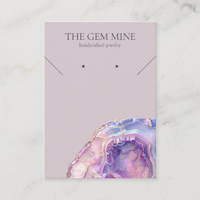 Lilac Agate Gemstone Jewellery Display Card (Front)