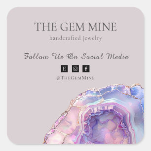 Lilac Agate Small Business Square Sticker