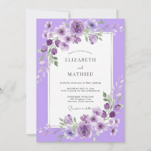 Lilac Amethyst Vine Wedding Invitation